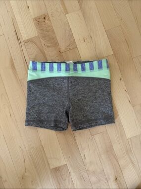Ivivva Gray Shorts with Mint and Purple Stripe Waistband